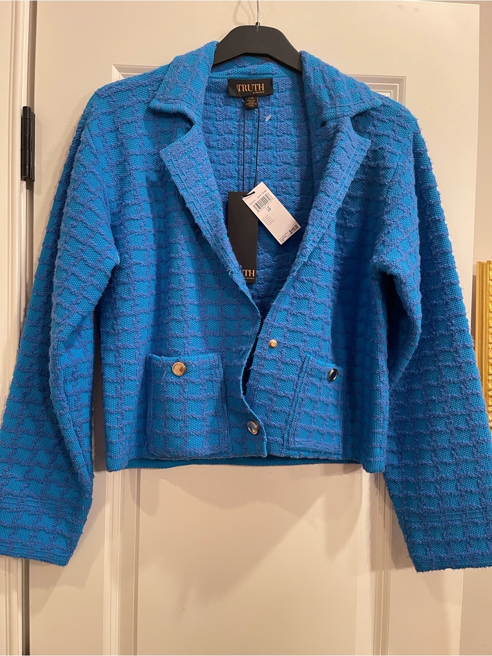 TRUTH by republic Bright Blue Textured Knit Blazer Jacket